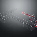 White Temporary Fencing Arrangement With Red Traffic Cones For Safety Setup