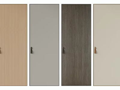 Modern Hinged Doors In Various Wood Grain Colors With Stylish Handles 3d model