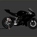 Modern Black Sport Motorcycle With Streamlined Design Blue Accents And Reflective Surface