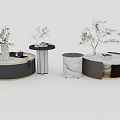Modern Coffee Table Designs With Marble Tops Decorative Plants And Ornaments 3d model