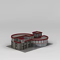Storage Locker Facility In Irregular Shape With Red Roof White Gray Walls And Multiple Compartments