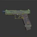Modern Gray Pistol 3D Model With Green Dot Sight And Ergonomic Grip