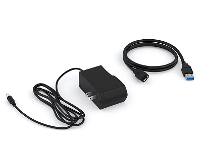 Black Phone Wall Charger And USB Cable For Digital Device Fast Charging Sync 3d model