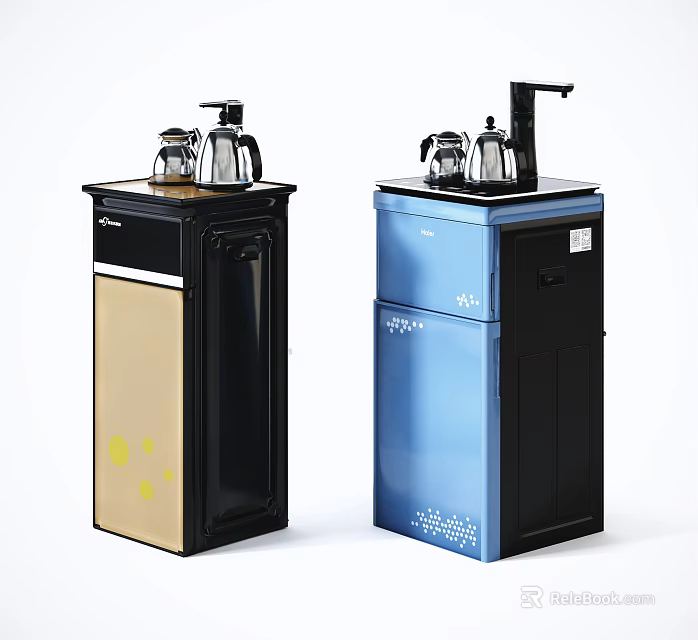 Modern Daily Electrical Appliances Water Dispensers In Beige And Blue With Kettle And Soap Dispenser 3d model 