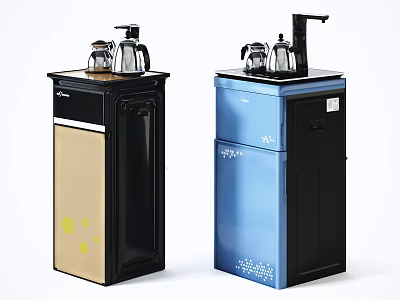 Modern Daily Electrical Appliances Water Dispensers In Beige And Blue With Kettle And Soap Dispenser 3d model