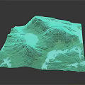 Natural Garden Landscape with Mountain Terrain Snowy Peaks and Green Vegetation Lakes