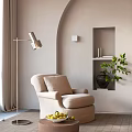 Zara Style Single Sofa Coffee Table Combination Fabric Single Sofa Casual Sofa 3d model