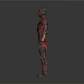 Red And Silver Armored Character 3D Model With Detailed Armor And Shiny Surface