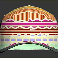 Colorful Hat With Geometric Wavy Patterns And Gray Brim Daily Product