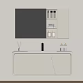 Modern Bathroom Cabinet With White Gray Mirror Cabinet Sink And Bottles