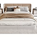 Double Bedside Table Bedding Bed Pillow Table Lamp Stool Carpet 3d model