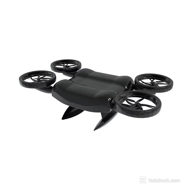 Sleek Black Quadcopter Drone With Four Propellers And Compact Modern Design 3d model 