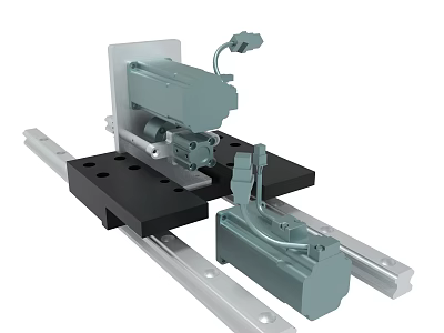Industrial Mechanical Device With Guide Rails And Pneumatic Components 3d model