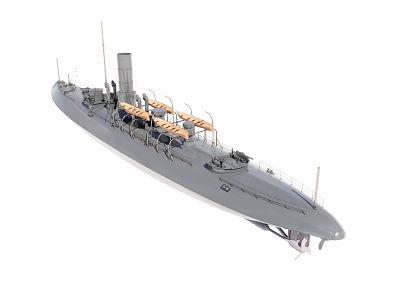 Detailed Submarine Model With Deck Railings Hull Structure And Equipment 3d model