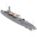 Detailed Submarine Model With Deck Railings Hull Structure And Equipment