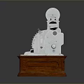 Vintage Cash Register For Daily Living With Wooden Base Drawers Silver Body Keypad And Screen