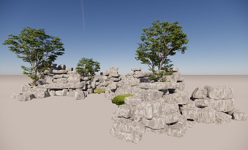 Outdoor rockery landscape 3d model