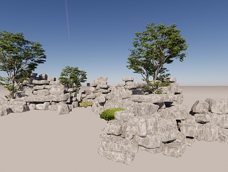 Outdoor rockery landscape 3d model