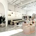 Modern Public Office Space With Open Layout Meeting Area And Indoor Plants