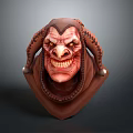 Game Movie Monster Character With Fierce Red Face Horns Sharp Fangs And Tentacle Decorations