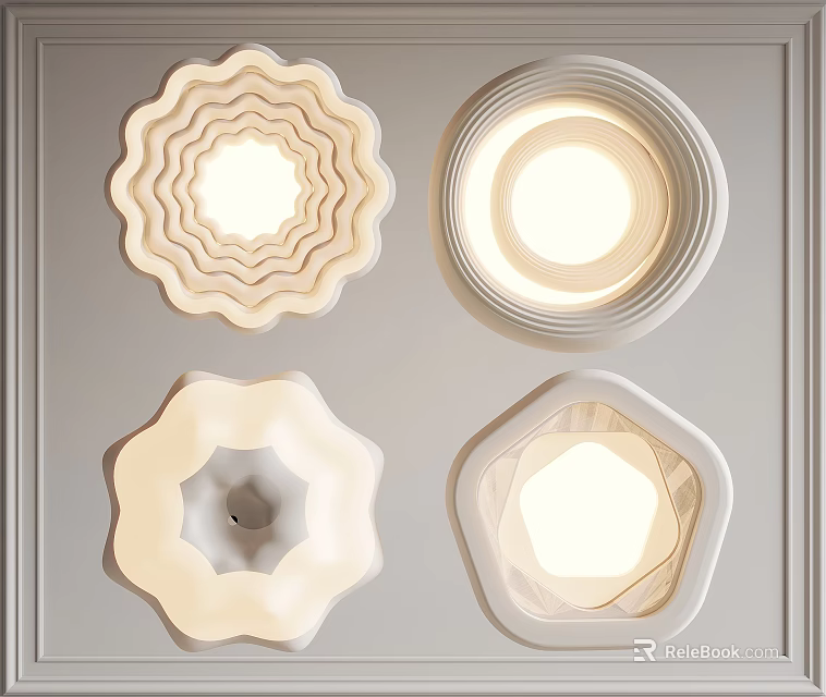 Modern Stylish Ceiling Lights With Various Decorative Shapes For Interior Design 3d model