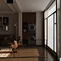 Warm Retro Open Living And Dining Room With Wooden Rattan Furniture And Large Bright Window