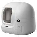 White Enclosed Automatic Cat Litter Box As Daily Electrical Appliance With Smart Control Panel