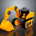 Yellow Plastic Toy Excavator With Tracks Shovel Cab For Kids Play