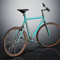Vintage Teal Bicycle With Knobby Tires Black Saddle And Metal Frame