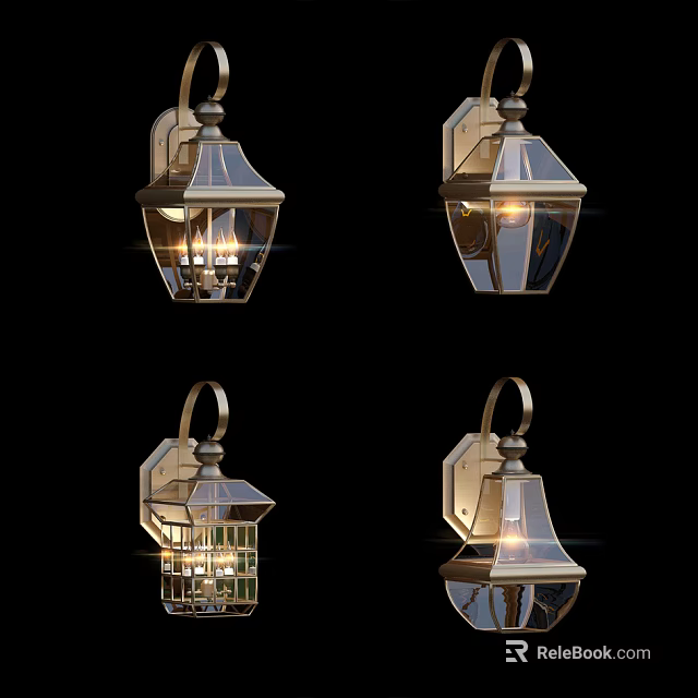 Vintage Brass Wall Sconces With Glass Shades And Warm Illumination For Home Decor 3d model 