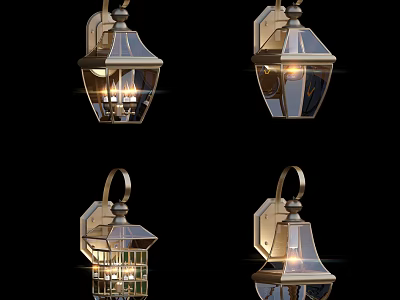 Vintage Brass Wall Sconces With Glass Shades And Warm Illumination For Home Decor 3d model
