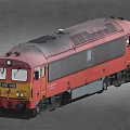 Red Diesel Train with Black Roof Yellow Front and Detailed Engine Model