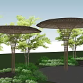 Modern porch frame bamboo mushroom frame construction 3d model