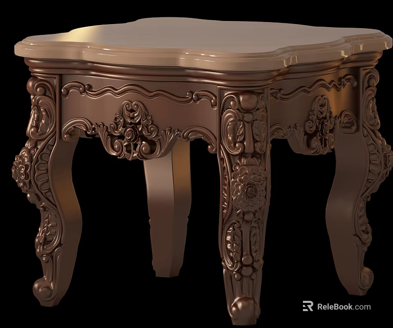 Ornate Bronze Side Table with Intricate Carved Legs and Vintage Design 3d model 