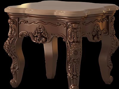 Ornate Bronze Side Table with Intricate Carved Legs and Vintage Design 3d model