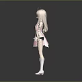 Anime Style Maid Character 3D Model With Pink Dress And White Apron