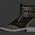 Brown Leather Boots With Buckles Laces White Sole And Red Tag For Daily Use