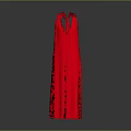 Elegant Red Long Dress With Halter Neck Design And Pleated Skirt