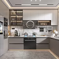 Modern Kitchen Interior Design With Stainless Steel Cabinets Countertop And Appliances