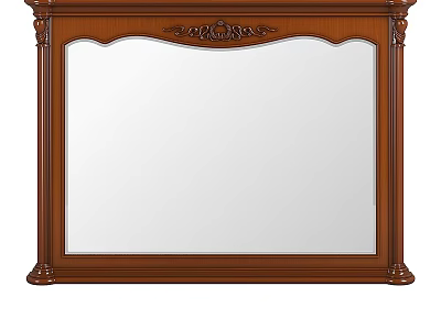 Elegant Wooden Framed Mirror With Carved Decorative Details For Home Interior Design 3d model