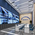 Modern Monitoring Room Command and Control Hall Monitoring Hall Dispatching Command Center Office Desk and Chair 3d model