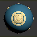 Blue Enamel Egg With Gold Ornaments And Gemstone Accents On Pedestal