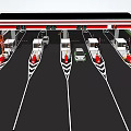 Modern Toll Station Design With Canopy Multiple Booths And Vehicles In Lanes