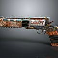 Vintage Rustic Revolver Featuring Mechanical Design Wooden Grip And MEATBAG Branding