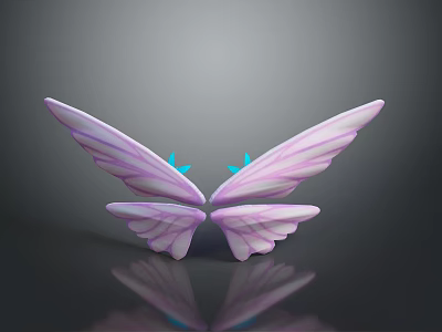 Detailed Butterfly Wings With Vibrant Purple Hues And Blue Accents On Studio Background 3d model