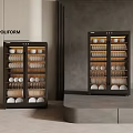 Poliform Black Display Cabinets With Plates And Wine Glasses In Modern Interior