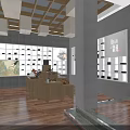 Modern Specialty Store Interior With Display Shelves Counter Lighting And Wooden Flooring
