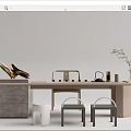 Modern Tea Table and Chair Tea Table and Chair Combination 3d model
