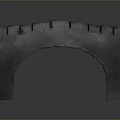 Gray Stone Arch Bridge with Arch Structure and Stone Block Texture on Deck