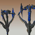 Blue And Gray Dragon Shaped Garden Ornament With Intricate Decorative Details